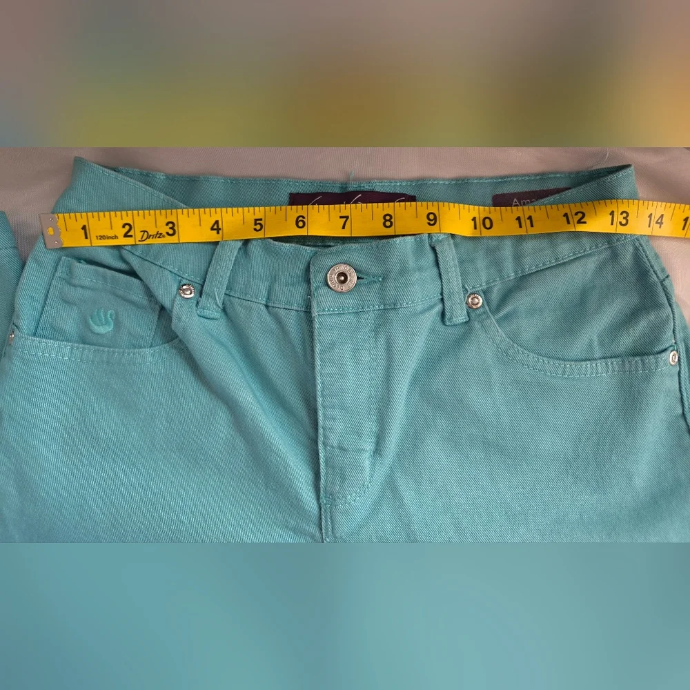 Gloria Vanderbilt Amanda Jeans Sz 4P  High Rise Straight Leg Turquoise Color - Picture 7 of 9